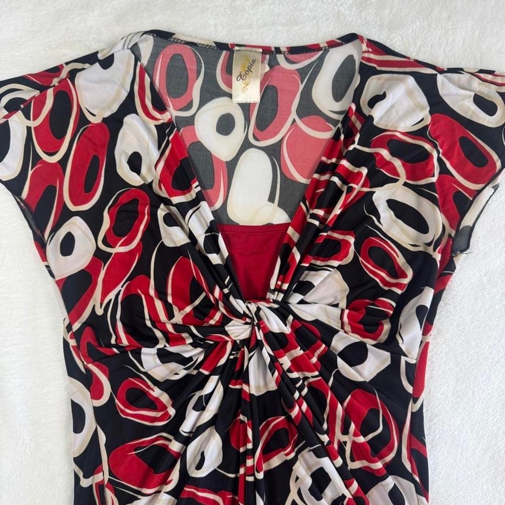 Topia red graphic babydoll flare short sleeve top fairy boho y2k vintage - Picture 2 of 7